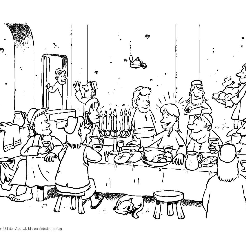 familien234.de - Ausmalbild Gründonnerstag