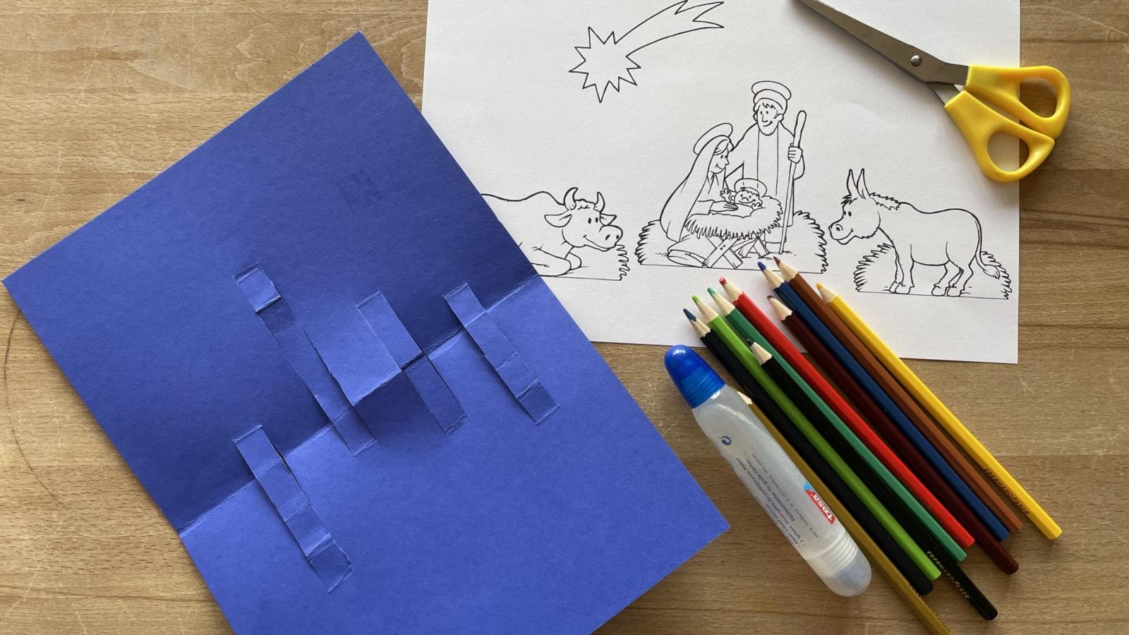 Weihnachtskrippe aus Papier