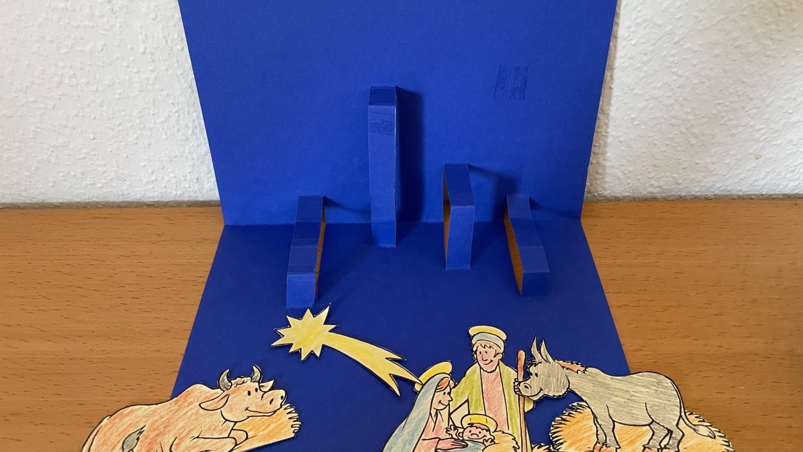 Weihnachtskrippe aus Papier