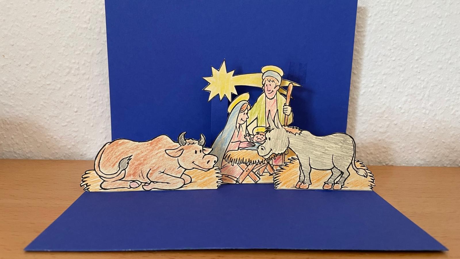 Anleitung Weihnachtskrippe aus Papier basteln