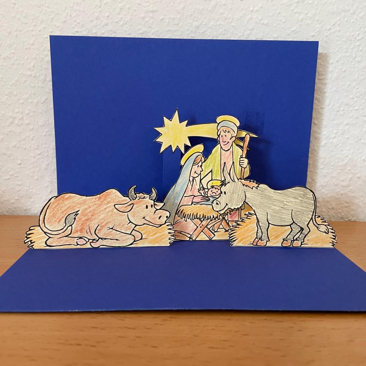 Anleitung Weihnachtskrippe aus Papier basteln
