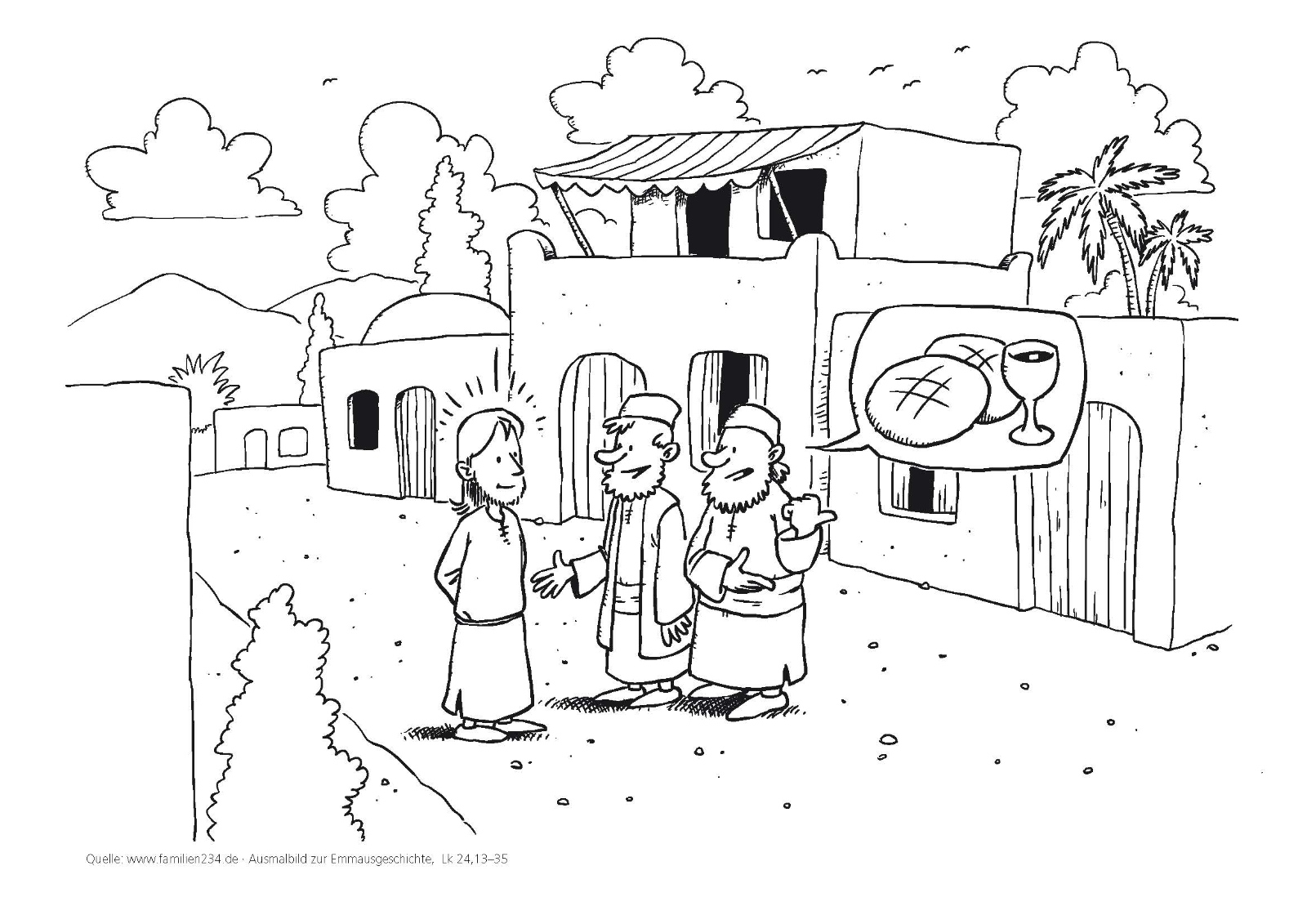 LesejahrA_Ausmalbild zum Sonntagsevangelium - Emmaus