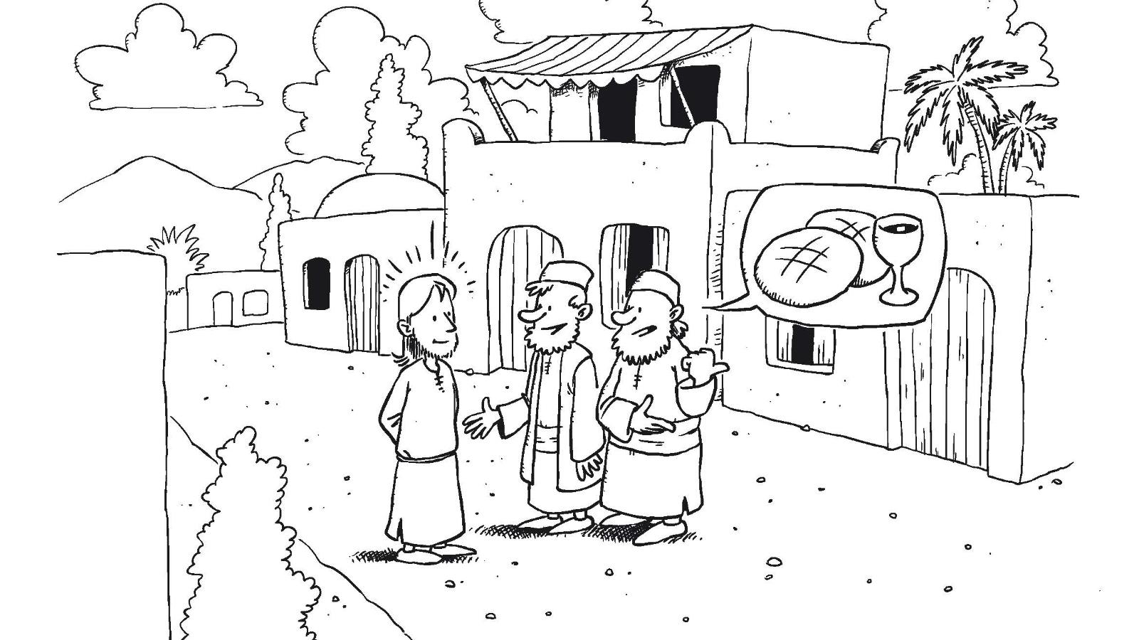 LesejahrA_Ausmalbild zum Sonntagsevangelium - Emmaus